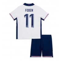 Camisa de Futebol Inglaterra Phil Foden #11 Equipamento Principal Infantil Europeu 2024 Manga Curta (+ Calças curtas)